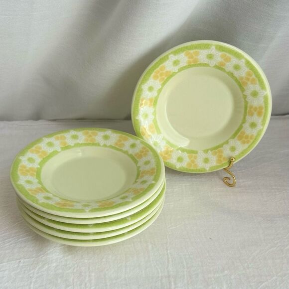 Franciscan Picnic Daisy 70s Vintage Set of 6 Saucers - Picture 3 of 7
